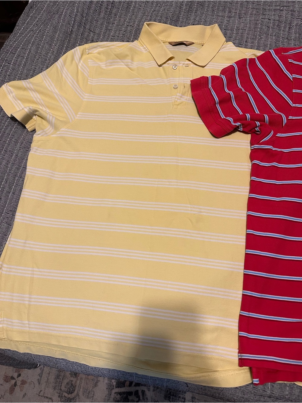 Roundtree & Yorke Yellow Striped Polo Shirts *Set of two*